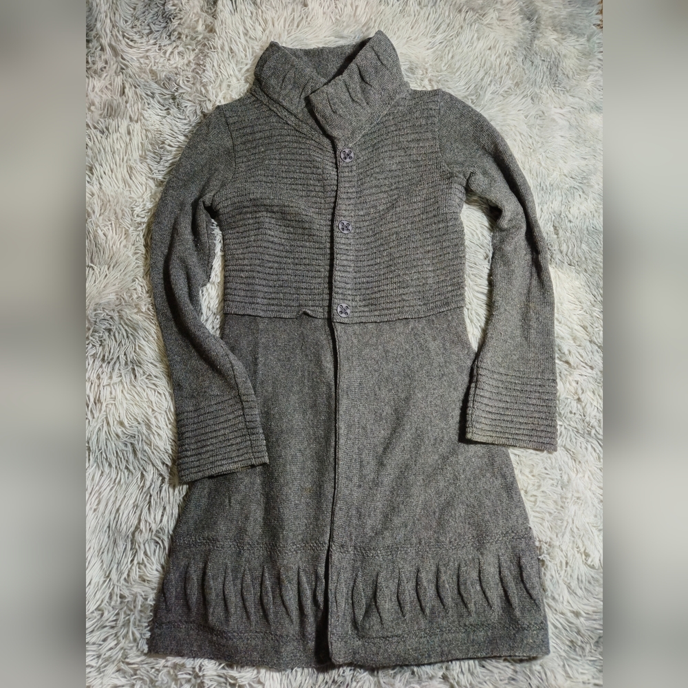 Lo Ri Italian Made Womans Small Long Gray Sweater Cardigan
